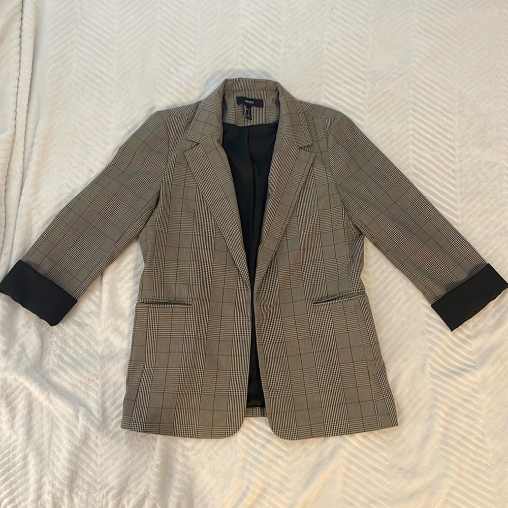 Forever 21 brown and black plaid blazer